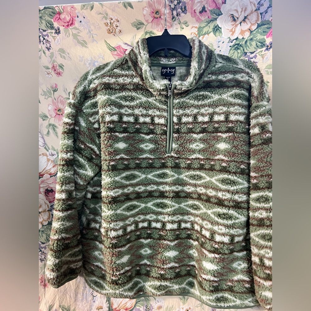 Cozy Green Patterned pullover Jacket - Picture 4 of 12